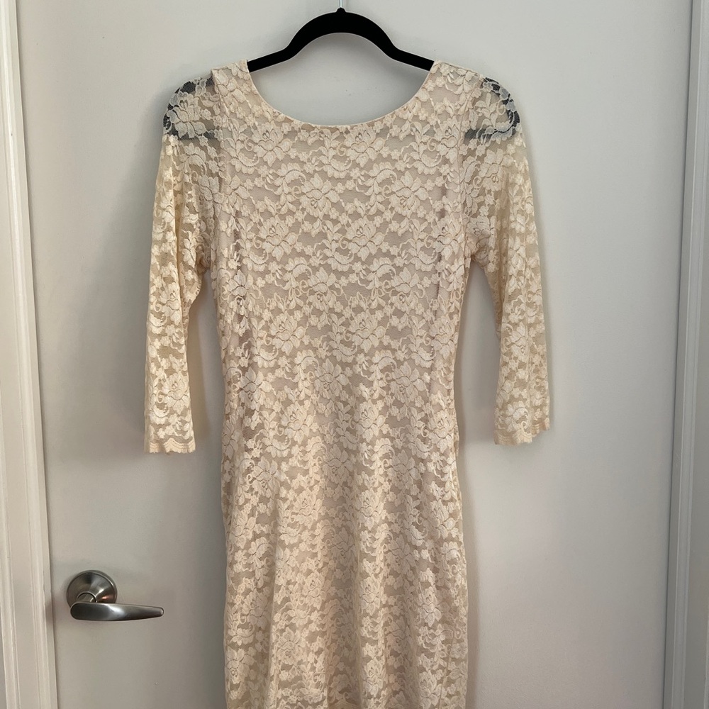 Cream Sheath Dress with Bateau Neckline by Forever 21